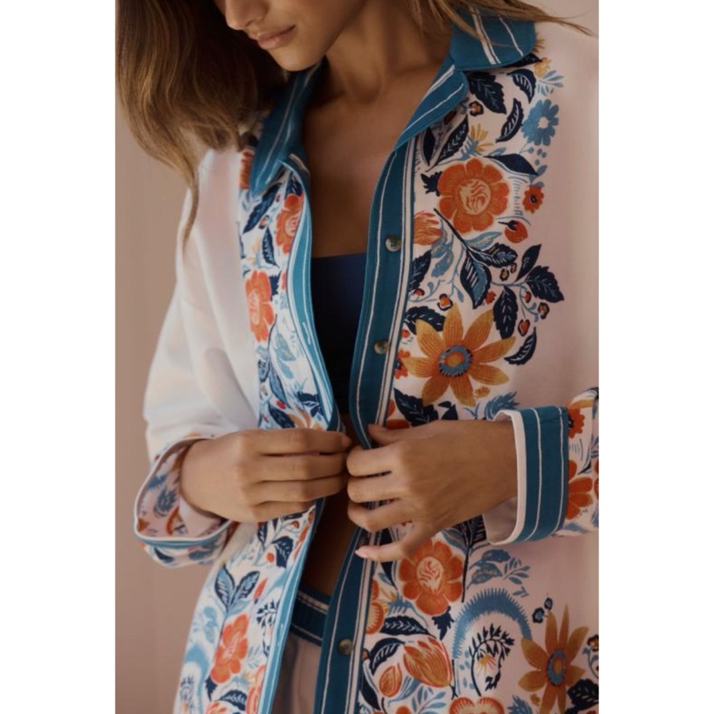 Anthropologie White and Blue Sleepwear Top - Picture 6 of 7